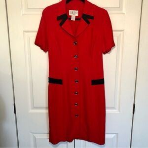 Vintage Red and Black Button Down Julian Taylor New York Dress Size 8